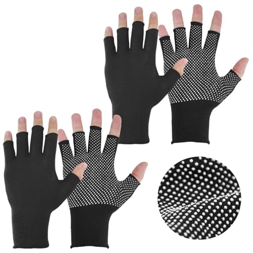 2 Pairs Fingerless Work Gloves Non Slip Breathable Half Finger Gloves