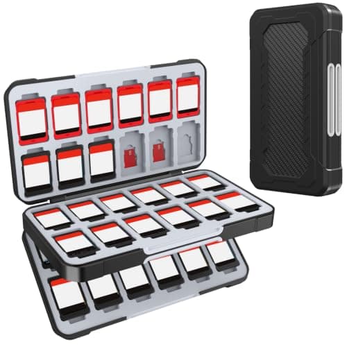 HEIYING Switch Game Case for Nintendo Switch 2/ Lite/OLED, Black Portable Travel Carry Storage Case with 48 Game Card Slots and 24 Micro SD Cards Slots