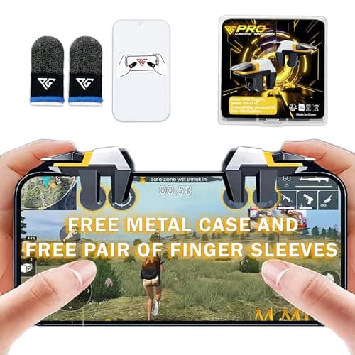 Progameplays Phone Triggers Gaming 4 – L1 L2 R1 R2 Mobile Controller for PUBG Mobile, COD 4-Finger Triggers for Fast Aim & Shooting – No Lag Shooter Accessory for iPhone & Android Smartphones (PRO-T2)