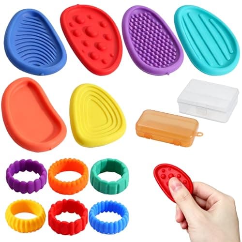 12 Pack Sensory Stones & Fidget Sensory Rings-Worry Stone Fidgets for Adult