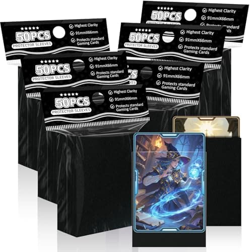 Black Card Sleeves Fit for MTG, 300 Pack Perfect Fit Standard Card Sleeves for Trading Cards Sports Cards Baseball Cards TCG, Sturdy and Nice Shuffling