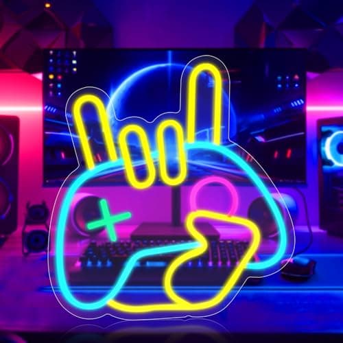 HOTUT Game Neon Sign, LED Gaming Neon Light for Wall Decor, USB Powered Neon Lamp With Switch, Dimmable Gaming LED Lights Signs for Boys Men, for Bedroom Game Room Backdrop Wall Art Decoration