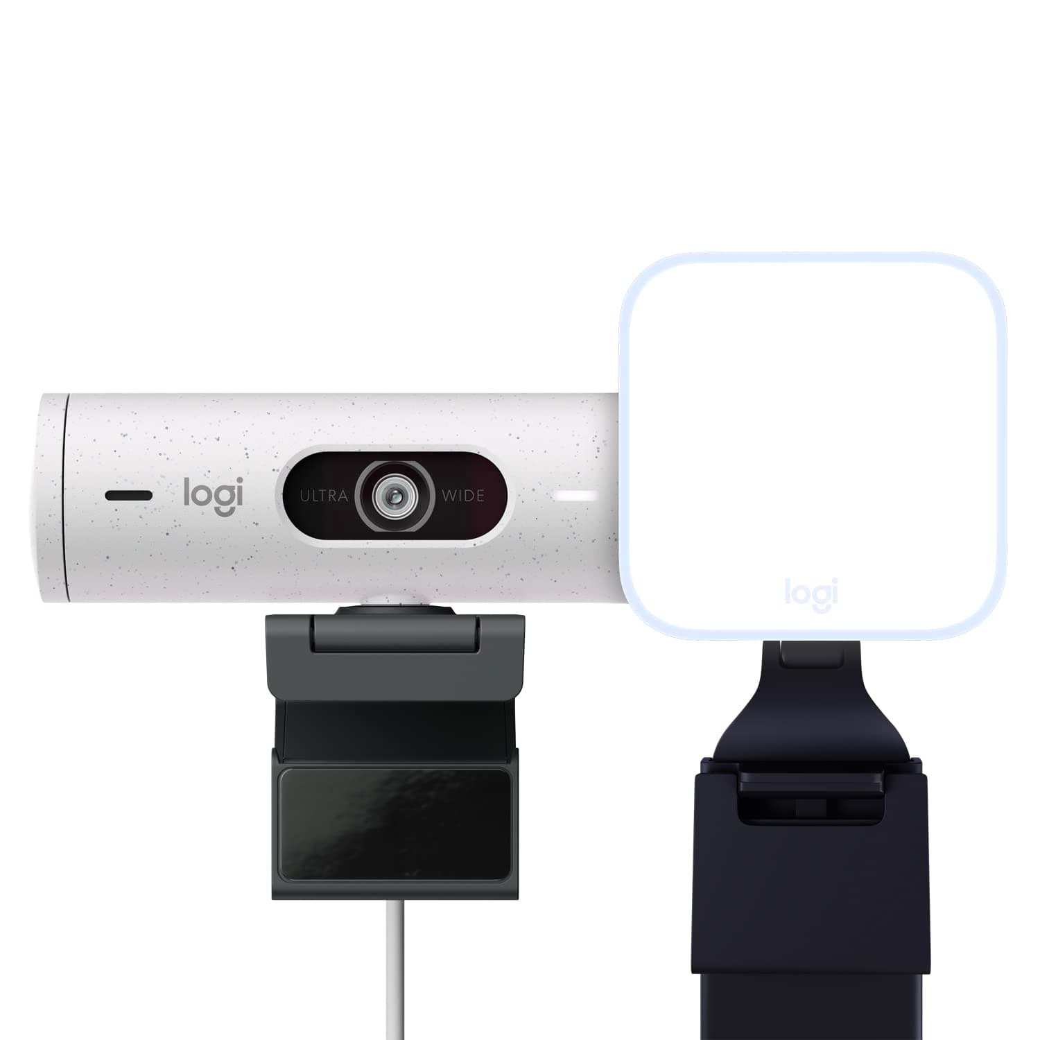 Logitech Litra Glow Premium LED Streaming Light with TrueSoft + Brio 500 Full HD Webcam with Auto Light Correction, Auto-Framing, Works with Microsoft Teams, Google Meet, Zoom - PC / Mac - White