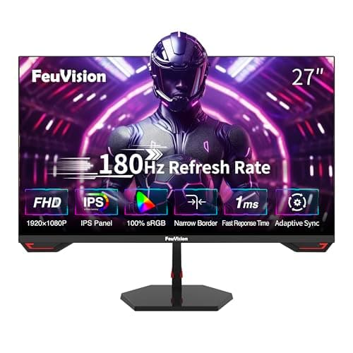 FeuVision 27 Inch 180Hz Gmaing Monitor, FHD 1080p Monitor, Adaptive Sync