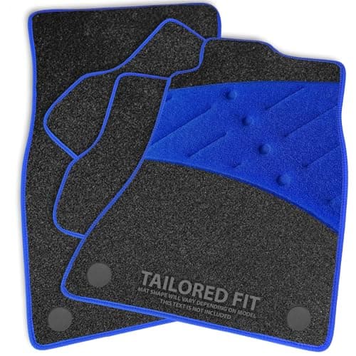 Car Mats to fit Nissan Leaf (WITH HANDBRAKE PEDAL) [E] (2018 -) Anthracite Carpet with Blue Ribbed Trim & Blue Full Width Heel Pad [2257]