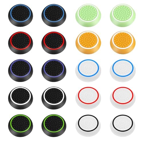 AYESY Thumb Grips, Silicone Analog Stick Thumb Grip Caps Cover, Controller Thumb Grips Compatible with PS4 / PS5 / Xbox/Controller Grip, Convex and Concave-Raised Dots Design-Dark Color-20PCS