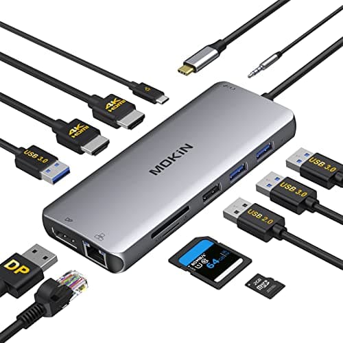MOKiN USB C Laptop Docking Station Dual monitor 12 in 1 Hub Triple Display