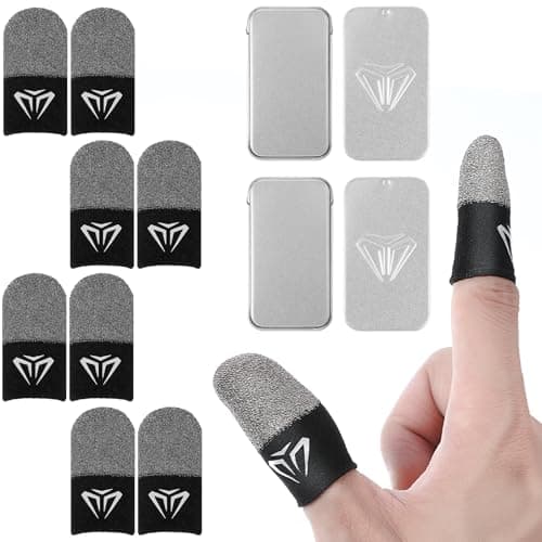 Sibba 8PCS Gaming Finger Sleeves 0.3mm Pure Silver Fiber Mobile Phone Game Thumb Sleeves Covers Smooth Extremely Thin Gaming Sleeve Finger Gloves Breathable Seamless Compression Thumb sleeve Protector