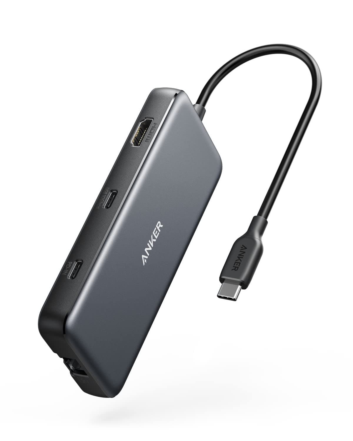 Anker 555 USB-C Hub (8-in-1) for Notebook/Monitor - Memory Card Reader - MicroSD, SD - 100W - 4K 3840x2160 - 2 USB-A Ports - 1 USB Type-C - Supports 1 Display