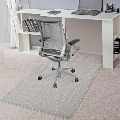 BesWin Office Chair Mat for Carpet, 76.2 x 122cm Transparent Plastic Carpet Protector for Low Pile Carpets, 2.2mm Thick Non-Slip Desk Chair Mat for Carpeted Floors, Easy Glide and Flat Without Curling