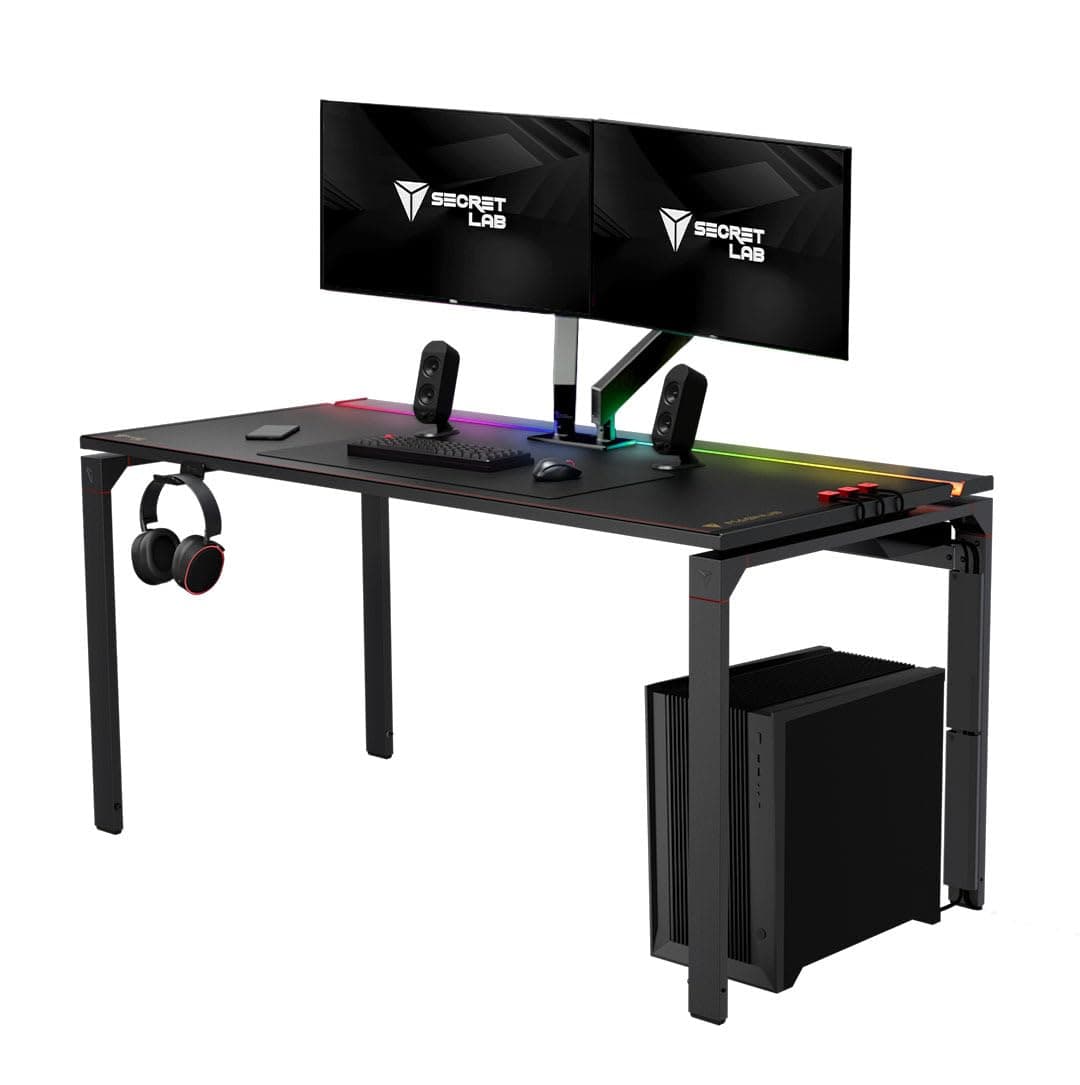 Secretlab MAGNUS Metal Desk | Ergonomic Gaming Desk with Magnetic Ecosystem | In-Built Cable Management Tray | Ultra-Durable | Black & Red Magnetic Leatherette Desk Mat | 5-Year Warranty