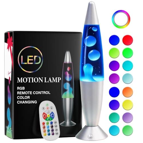 Soarling 16" Art Deco Liquid Motion Lamp, Remote Control 17 Colour Changing Night Light, Retro Mood Lamp for Bedroom Decor, Kids/Adults Gift for Christmas, Party (Silver)