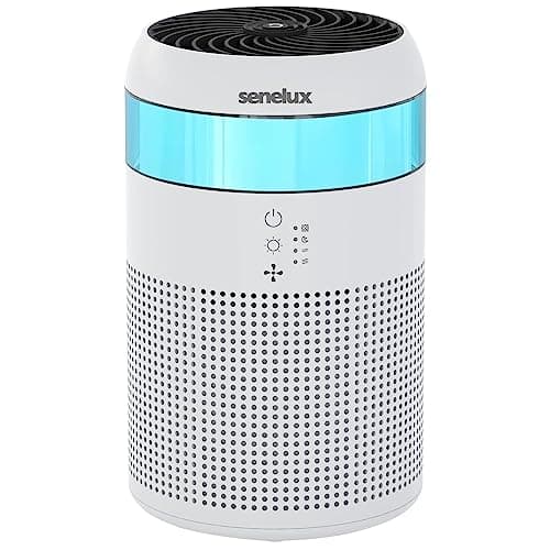 Senelux HEPA Air Purifier for Bedroom with 7 Light Colours, Mini Air Purifier for Home Office Living Rooms, Small Desktops for Pet Dander Mould Pollen Odours Smoke Dust
