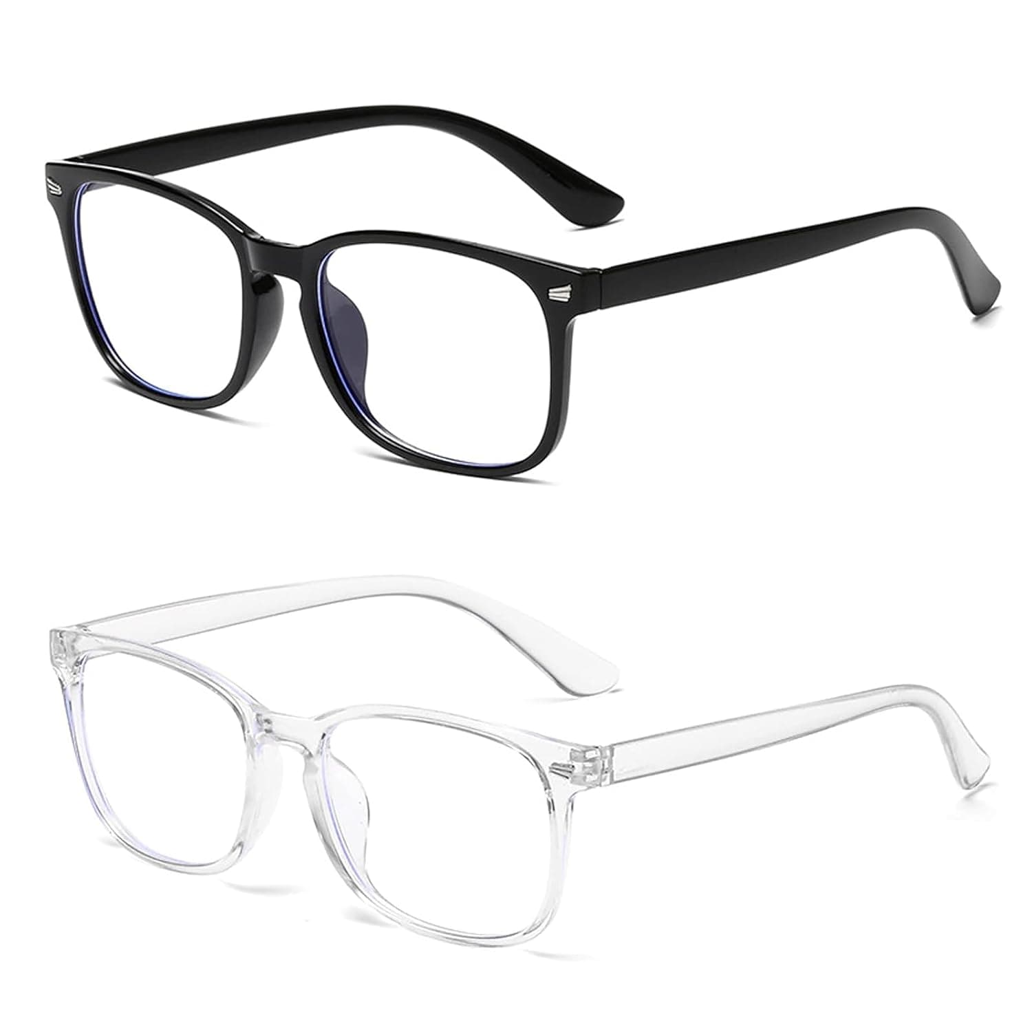 AFIODA 2 Pack Blue Light Blocking Glasses for Women and Men Anti Glare Computer Gaming Eyewear Lightweight Clear Frame for Eye Strain Relief