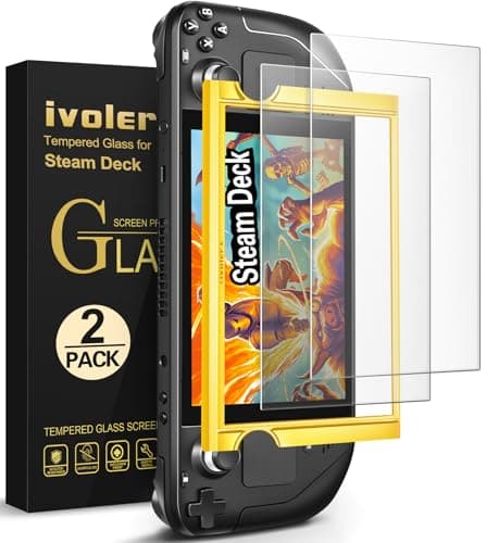 ivoler 2 Pieces Screen Protector for Valve Deck Steam/OLED, Premium Tempered Glass, 9H Hardness, Bubble Free, Anti-scratch