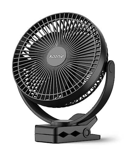 Koonie 10000mAh Portable Clip Fan, 8 Inch Rechargeable USB Fan, Black
