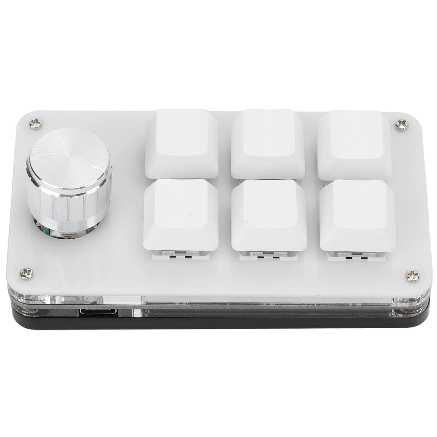 Mini,Macropad,Mini,One Handed Mechanical Keyboard Multifunction 6 Key Mini Gaming Keypad Shortcut Programmable Keyboard with Knob (Black White)