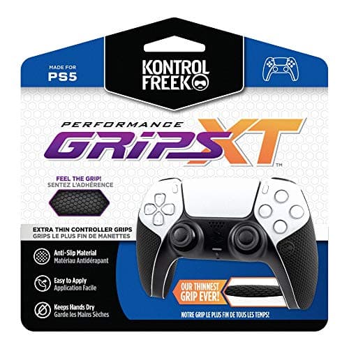 KontrolFreek Performance Grips XT for Playstation 5 Controller | Extra-Thin Grips | Black (Extra-Thin)