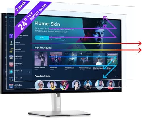 IPROKKO 2 Pack 24 Inch Anti Blue Light Screen Protector for Computer Monitor, Removable 16:9 Aspect Ratio, 24" Anti UV Anti Glare and Blue Light Filter
