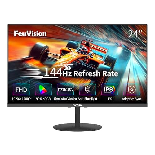 FeuVision 24 Inch Gmaing Monitor 144Hz, FHD 1080p Computer Monitor, IPS