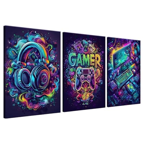 Cerulume 3Pcs Gaming Posters, Gaming Wall Art 30x40cm/12x16in Gamings Bedroom Accessories Unframed, Game Room Decor Teen Boys Room Decor Accessories, Canvas Wall Art Set
