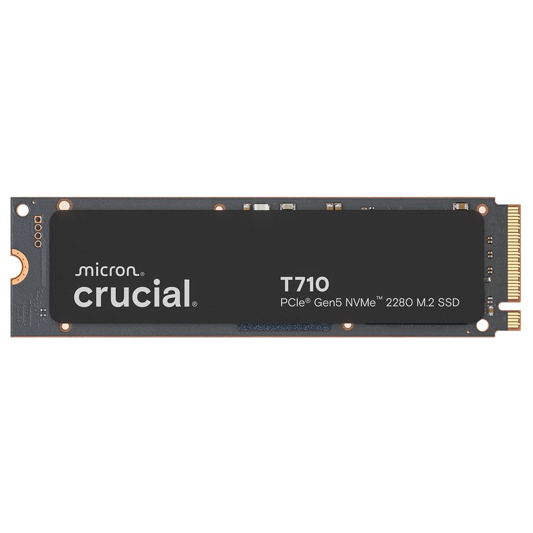Crucial T710 1TB SSD NVMe M.2 PCIe 5.0 x4 Gen5, Read/Write Speeds up to 14,900/13,700 MB/s, Laptop & Desktop (PC) Compatible, TLC NAND, Solid State Drive - CT1000T710SSD8-01