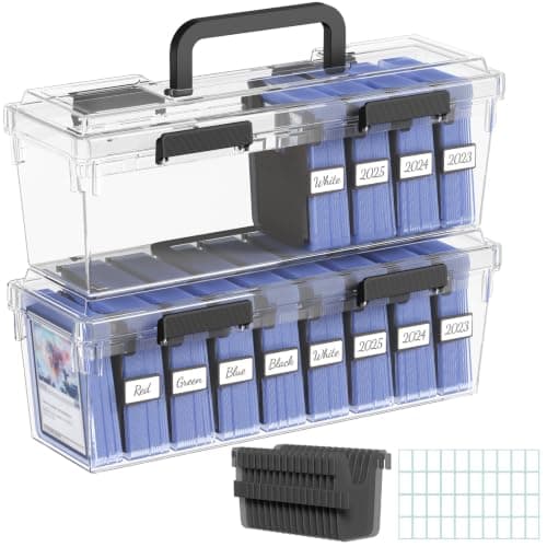 Lifewit Trading Card Storage Box with Handle, Fit for Toploader, 2 Pcs
