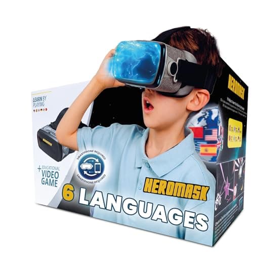 VR Headset for Kids 5-12 + Games to Learn 6 Languages ― Gift for Birthday or Christmas that gets Boys & Girls excited about Spanish, Chinese & more through Virtual Reality Gaming