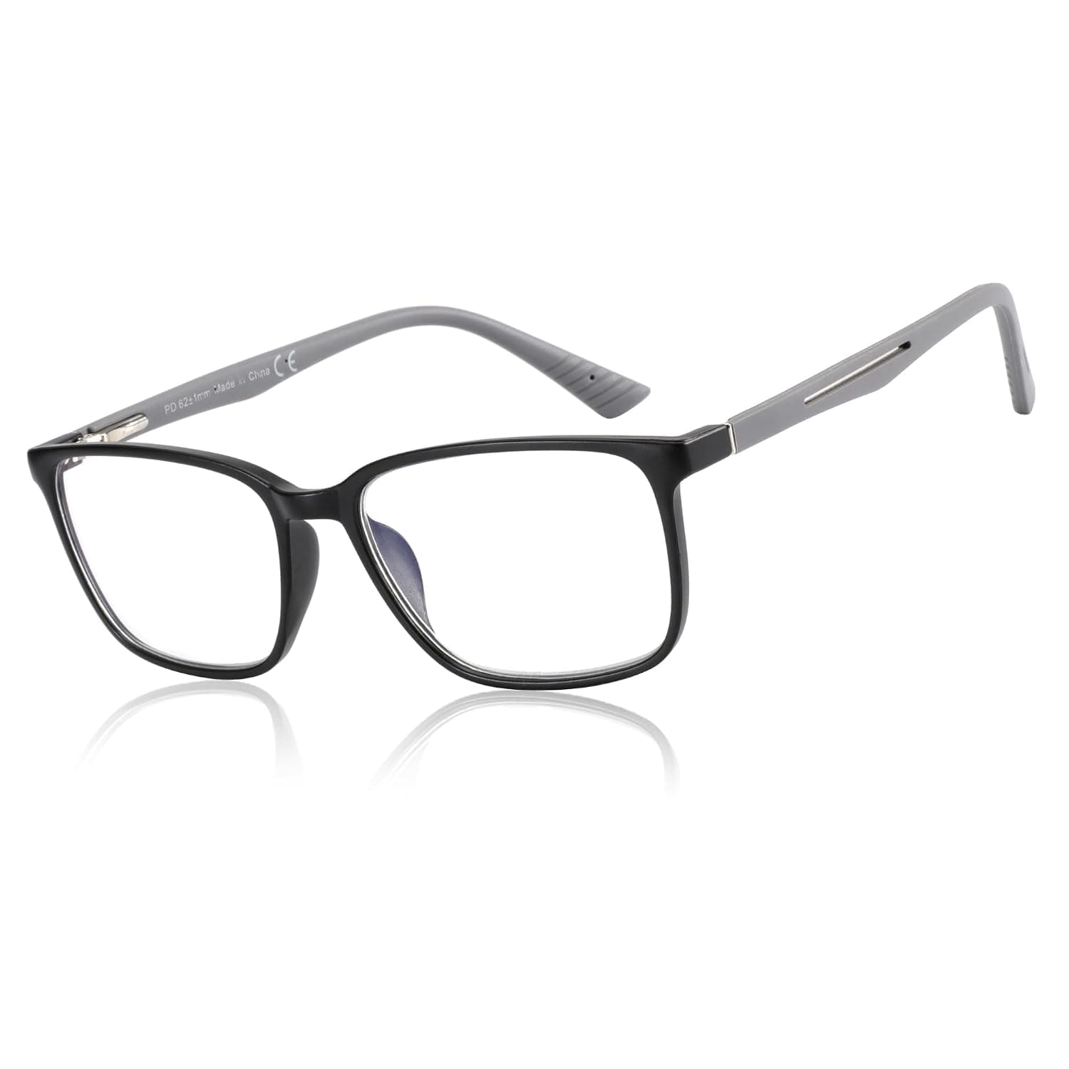ZENOTTIC Blue Light Glasses for Men Square Grey Frame Anti-Glare Sport Computer Glasses Black 0 x