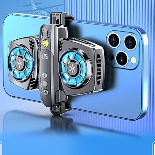 Low Noise Phone Cooler with Dual Semi-Conductor Cooling Fan, with a Width of 66 to 90 Mm for Tiktok Live Streaming, Outdoor Vlog, Mobile Gaming