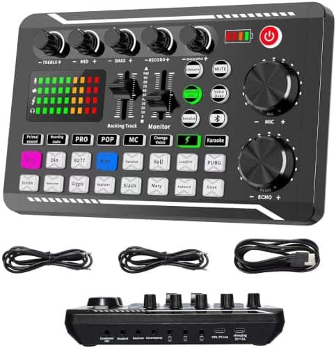 Live Sound Card and Audio Interface with DJ Mixer Effects and Voice Changer