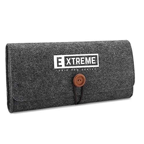 ExtremeGripPro Felt Carrying Case for Handheld Gaming Console – Ultra Slim Travel Bag with 5 Game Cartridge Holders – Dark Grey