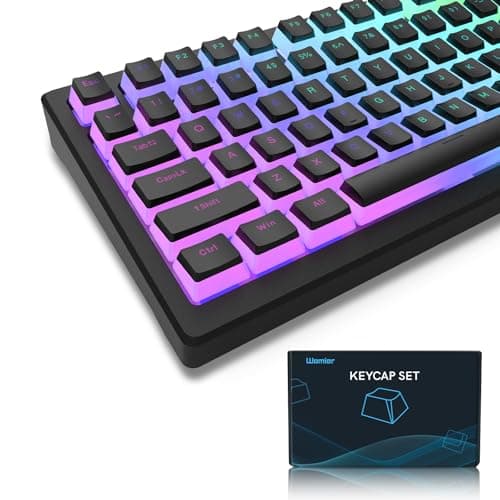Womier Pudding Keycaps - PBT 165 Key Set, Shine Through, OEM Profile, Universal Compatibility for 100%, 75%, 65%, 60% Keyboards - Black