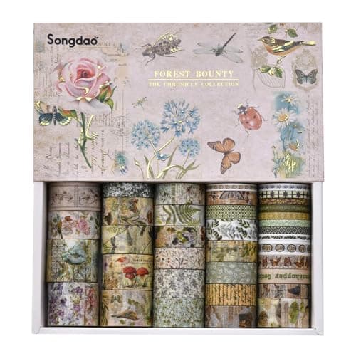 Mornavith 36 Rolls Washi Tape Sets for DIY Journals & Crafting Supplies Decorative Tape Multi-Pattern for Scrapbooking & Gift Wrapping