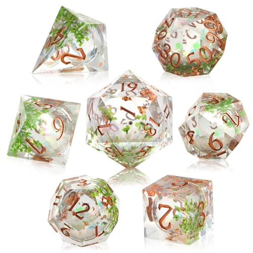 RTDHO Liquid Core DND Dice Set 7Pcs Sharp Edge Polyhedral Resin D&D Dice