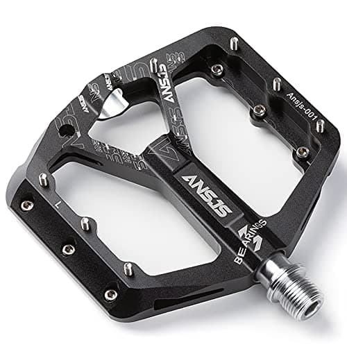 Ansjs Bike Pedals, Aluminum Mountain Bike Pedals,3 Bearings Bike Pedals Platform Bicycle Flat Pedals 9/16" Pedals Black MTB Pedals Metal (A001B)