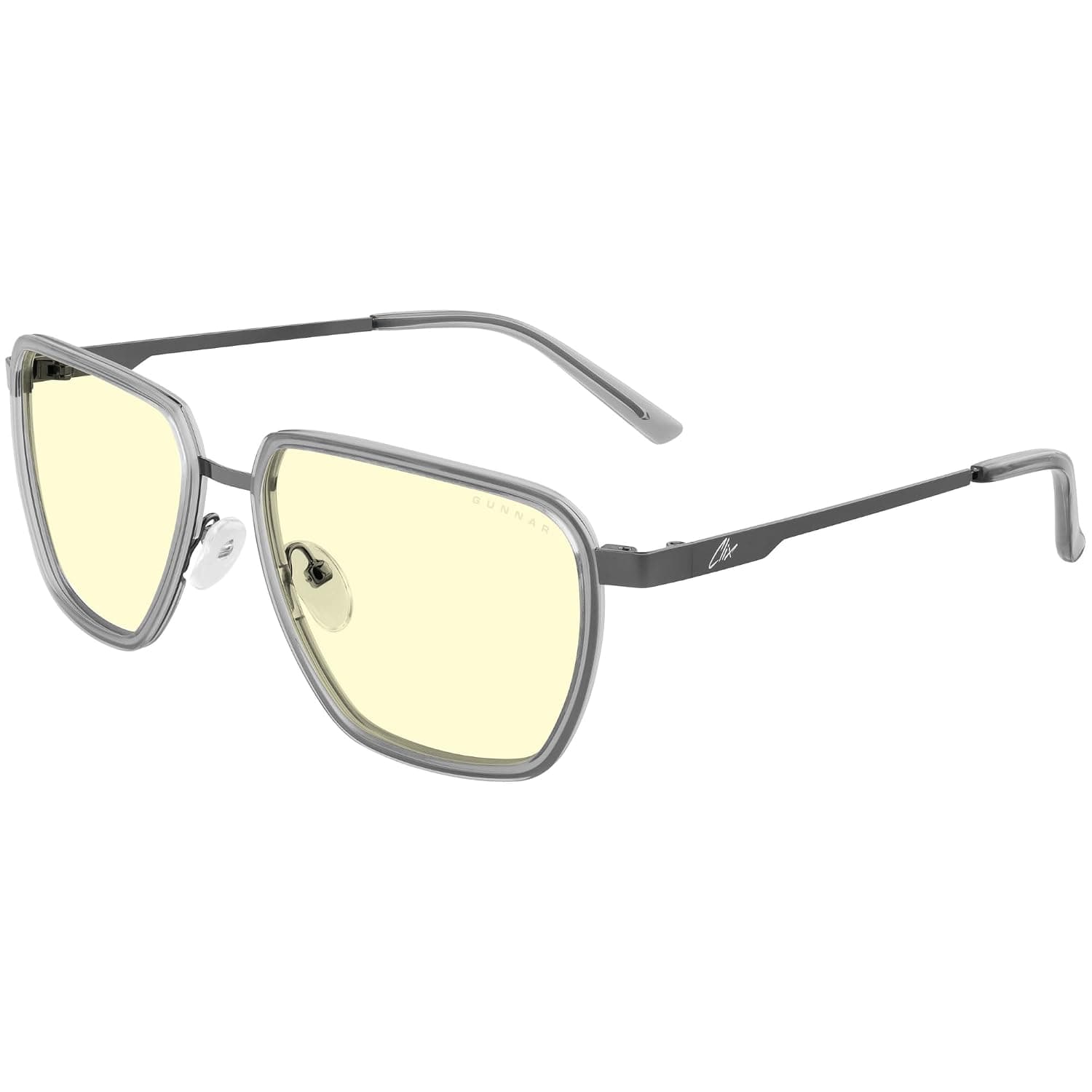 Gunnar Blue Light Blocking Glasses - CLIX - Stone/Gunmetal - Amber | Computer / Gaming glasses - CLIX - Stone/Gunmetal - Amber - 65% blue light & 100% UV blocking