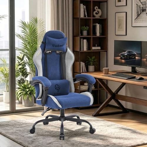 WUPY Gaming Chair for Adults, Computer Chair with Lumbar Support, Blue Grey