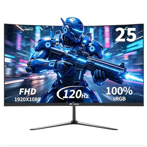 CRUA 24.5 Inch Curved Gaming Monitor 120Hz, Full HD 1080P IPS Display, 1ms MPRT, 3000R Screen, FreeSync, 100% sRGB, HDMI, VESA Mount, Eye Care – PC Monitor for Gaming & Office