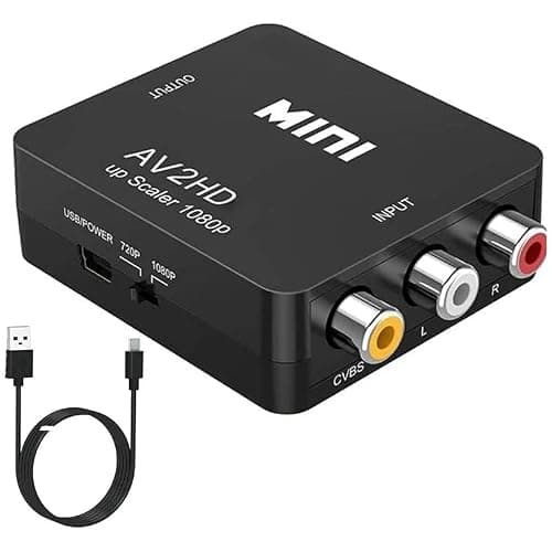 Bee Trendy RCA to HDMI 1080P AV to HDMI Converter Composite CVBS AV to HDMI Video Audio Converter Adapter for PC Laptop Mini Xbox PS2 PS3 TV STB VHS VCR Camera DVD, Supporting PAL/NTSC with USB Cable