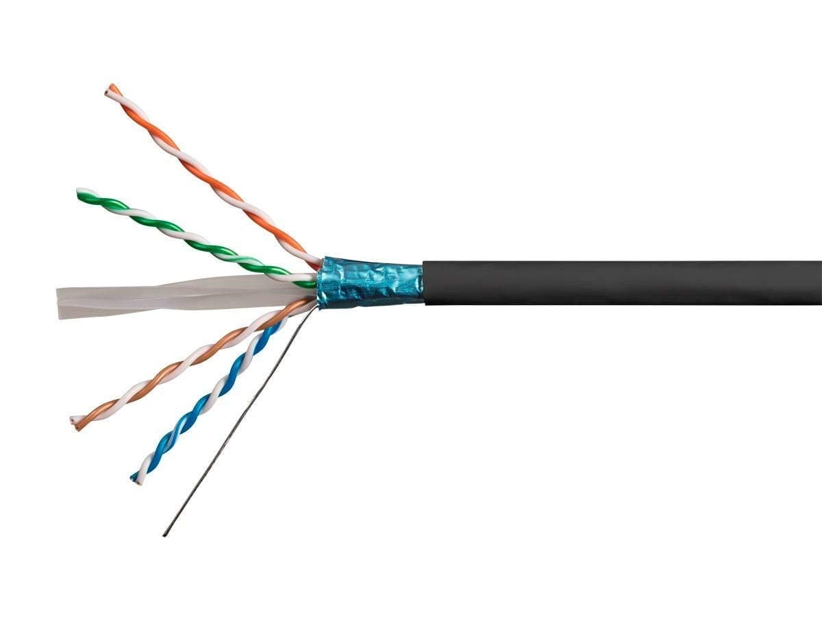 Monoprice Cat6A Ethernet Bulk Cable - Solid, 550Mhz, F/UTP, CMR, Riser Rated, Pure Bare Copper Wire, 10G, 23AWG, No Logo (UL) (TAA) 500 Feet, Black