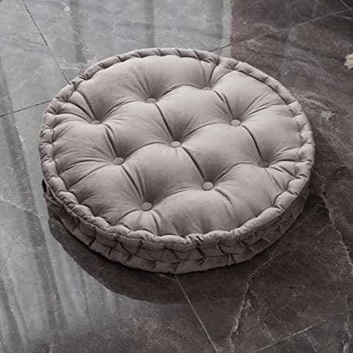 TAGKOMA Round Floor Cushion Solid Color Dutch Velvet Big Floor Pillow For Adults Living Room Bedroom Classroom Outdoor Yoga Meditation Large Floor Cushion,grey,60cm