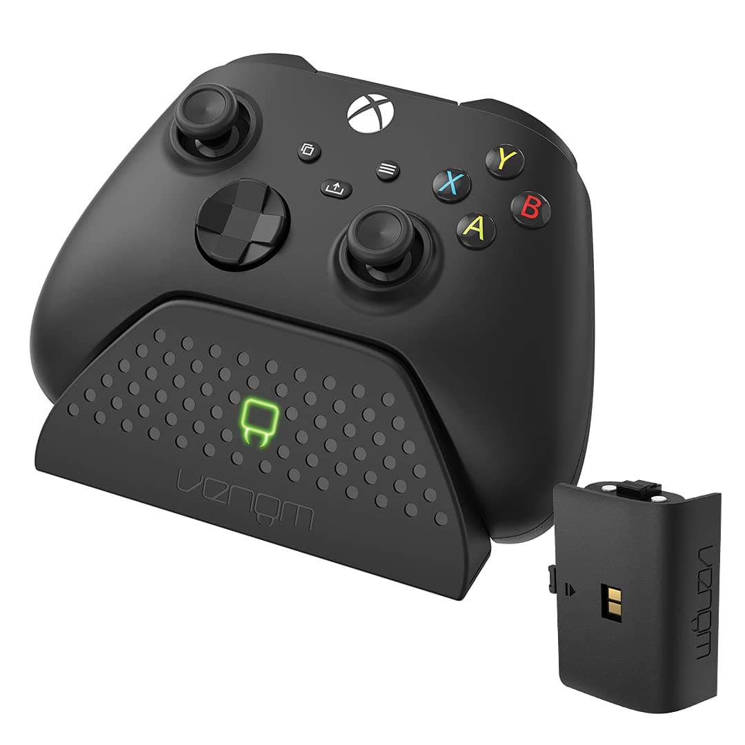 Venom Charging Dock with Rechargeable Battery Pack - Black (Xbox Series X & S/Xbox One) | xbox charging dock, rechargeable battery pack, series x, series s, xbox one, LED charge indicator, black