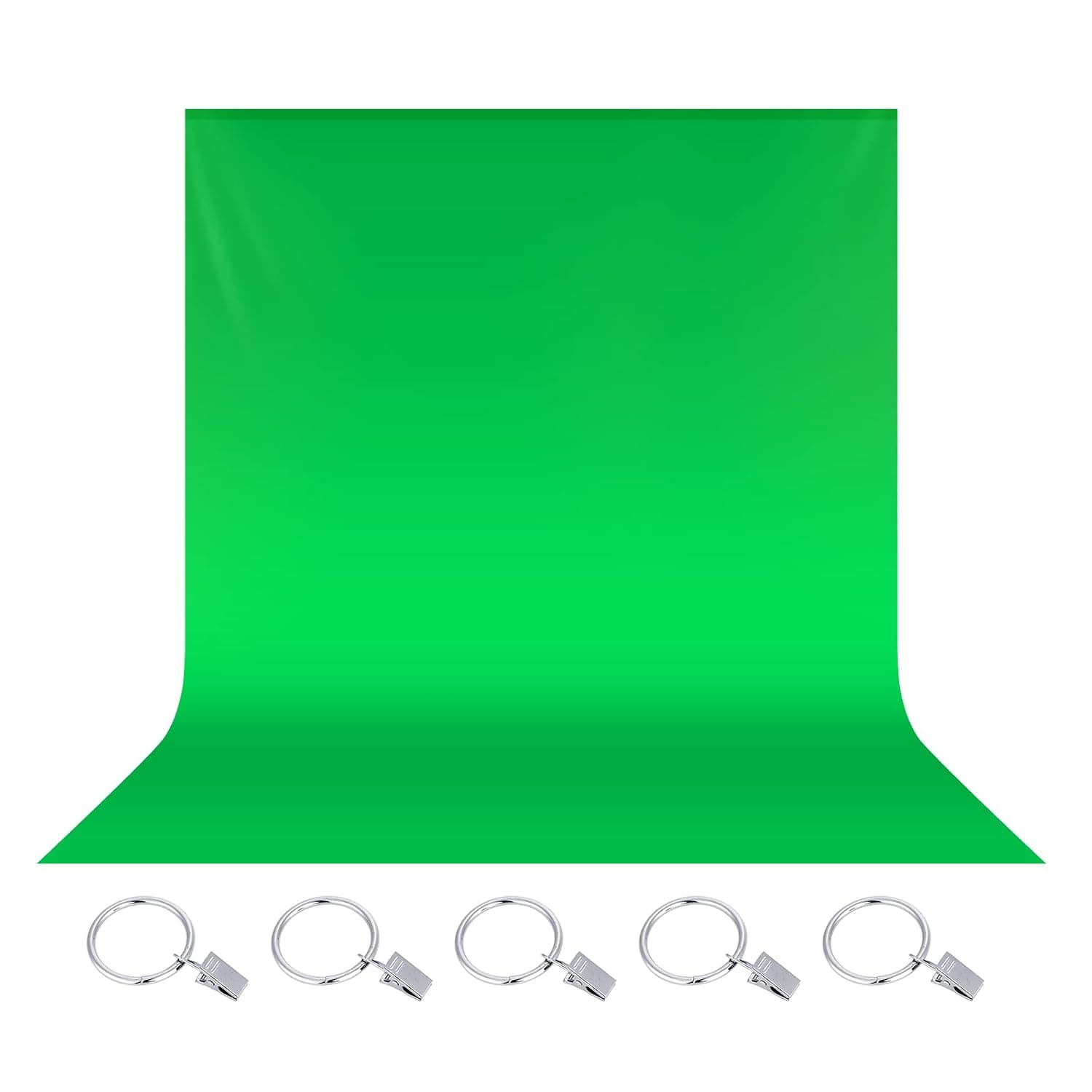 Neewer 6×9ft/1.8×2.7m Green Screen Photography Backdrop Background, Green Chromakey Polyester Background Screen with 5 Ring Metal Clips for Photo Video Studio Photography/Gaming/Live Streaming