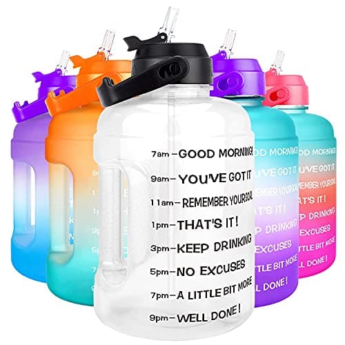 BuildLife Motivational Water Bottle 2.2L - Large Capacity Water Jug with Straw & Time Marker & BPA Free Ensure Enough Water-Drinking Throughout The Day (Clear, 2.2L)