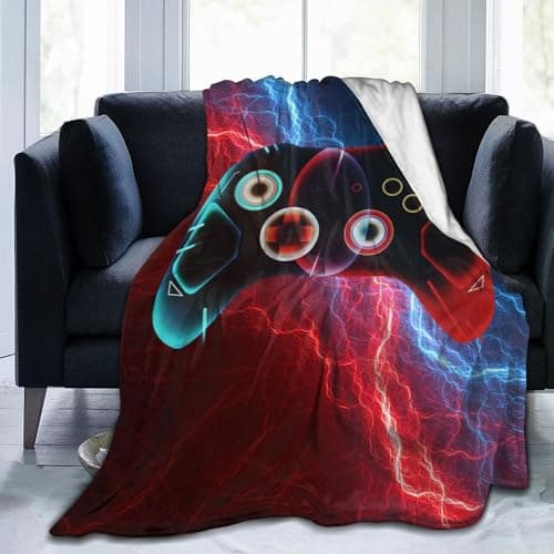 Abaysto Video Game Themed Blankets Soft Warm Game Bedding Gamer Gifts Game Room Decor for Boys Kids Adults Playstation Blanket Fleece Throw Blanket Suit for Couch Sofa Bed 100x130cm(40x50 Inch)