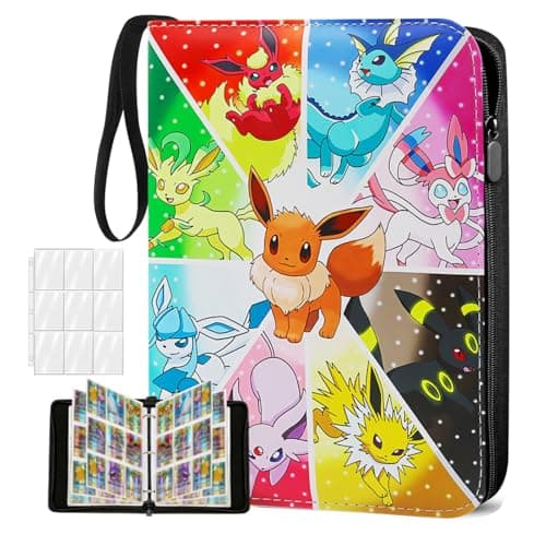 ZHYUGOYA 9 Pocket Trading Card Binder, Holds 900 Cards, PU Leather Zip Binder with 50 Double Sided Sleeves, 3 Ring Card Album for Collectors