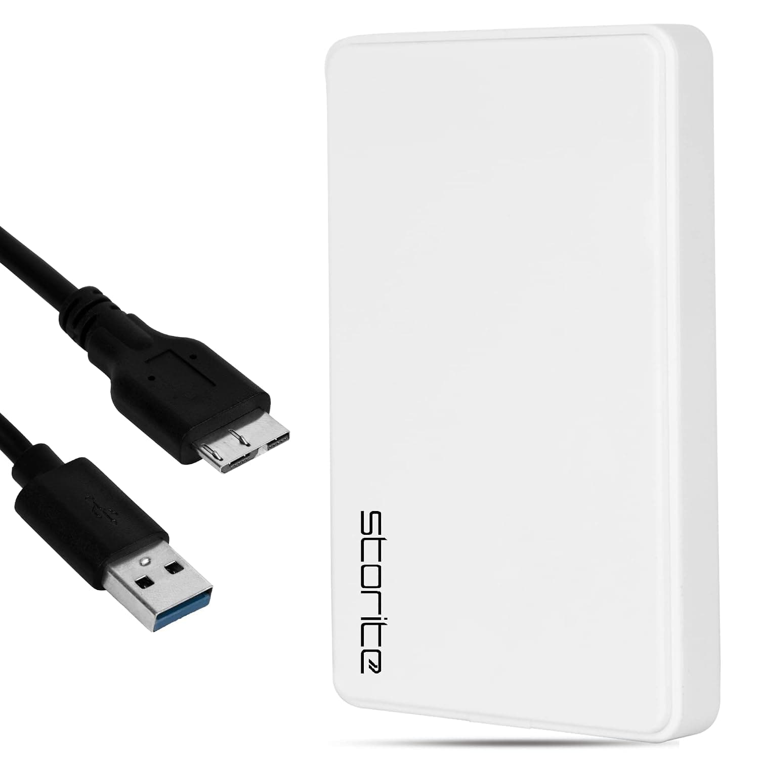 Storite Gaming External Hard Drive, 2.5 Inch, USB 3.0, White, 500GB | Portable HDD, LED Light Indicator, ABS Plastic Construction, Compatible with PS4, PC, Mac, Android