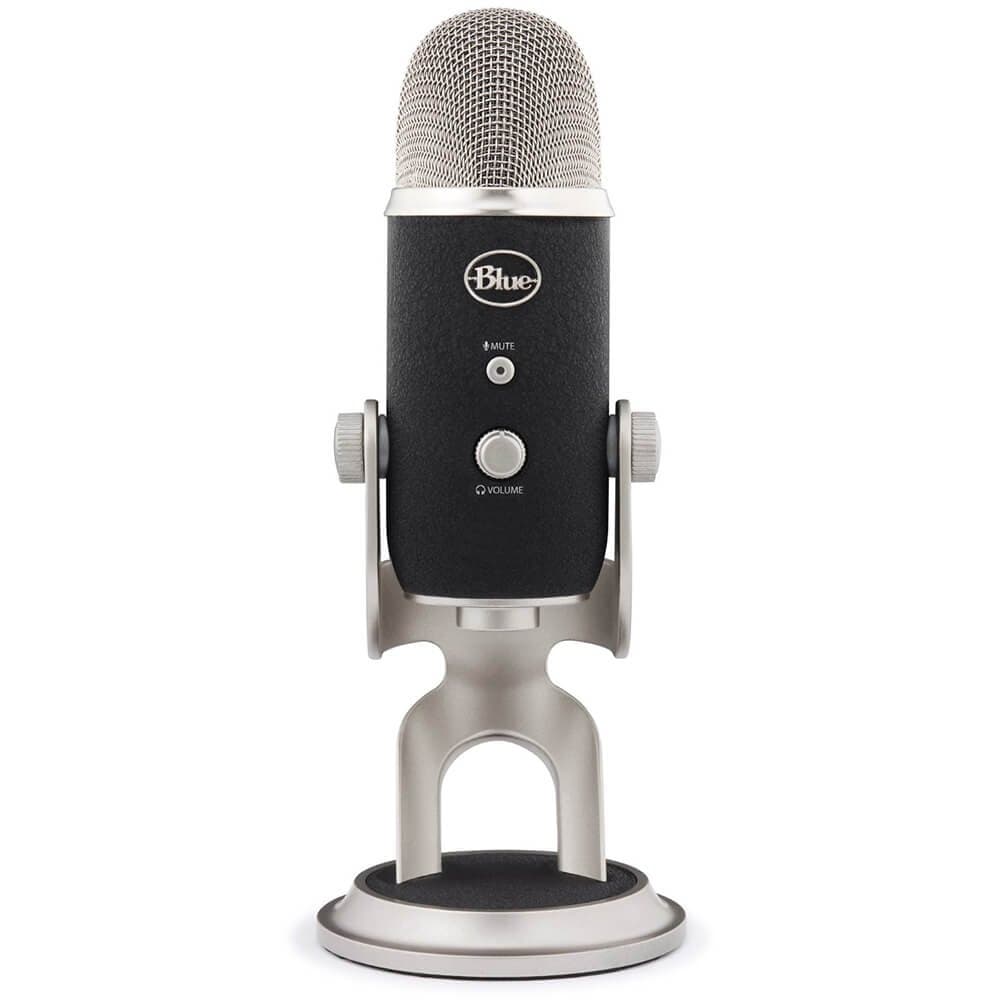 Blue Yeti USB Microphone for Recording, Streaming, Gaming, Podcasting on PC and Mac, Condenser Mic for Laptop or Computer with Blue VO!CE Effects, Adjustable Stand, Plug and Play - Black/Silver