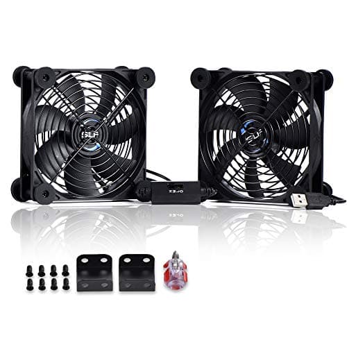 SCCCF Dual 120mm Quiet USB Cooling Fan with Speed Control - 5V Portable Fan for TV， Gaming Console Cooling，Electronics, Router, DVR, PS5/Xbox/PC Cabinet,&Computer